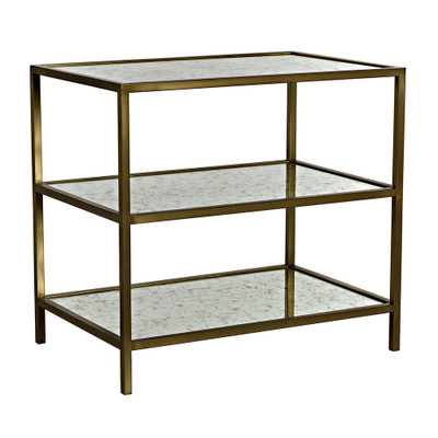 Noir 3 Tier Side Table - Antique Brass And Antique Mirror