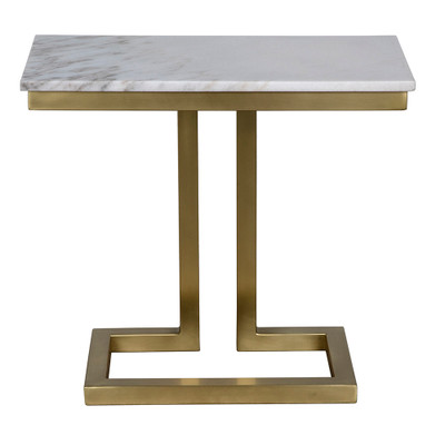 Alonzo Side Table - Quartz - Antique Brass Finish