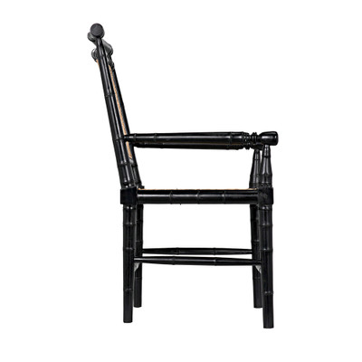 Noir Colonial Bamboo Arm Chair - Hand Rubbed Black