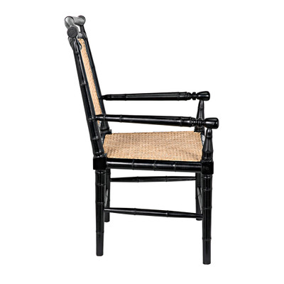 Noir Colonial Bamboo Arm Chair - Hand Rubbed Black