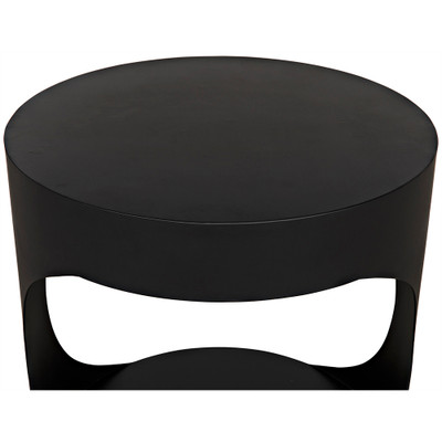 Noir Eclipse Round Side Table - Black Steel