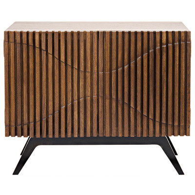 Noir Illusion Single Sideboard With Steel Base - Dark Walnut