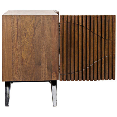 Noir Illusion Single Sideboard With Steel Base - Dark Walnut