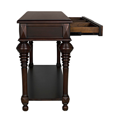 Noir Colonial Large Sofa Table - Distressed Brown