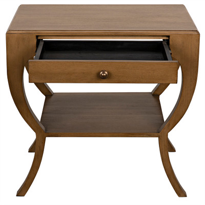 Noir Maude Side Table - Saddle Brown