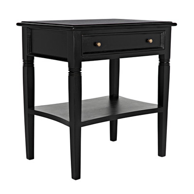 Noir Oxford 1-Drawer Side Table - Hand Rubbed Black