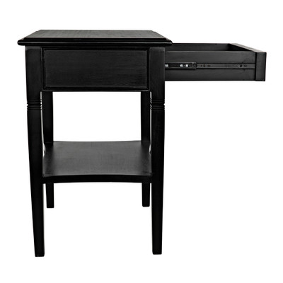 Noir Oxford 1-Drawer Side Table - Hand Rubbed Black