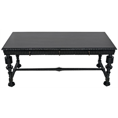 Noir Portuguese Desk - Hand Rubbed Black