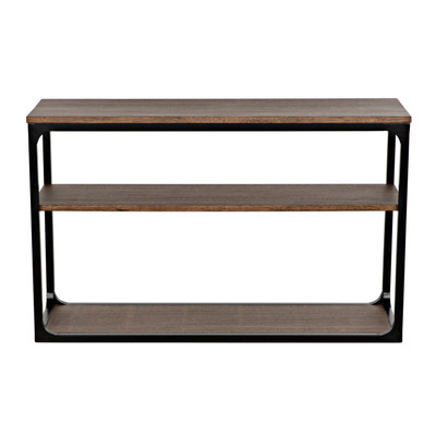 Noir Novie Console - Small - Black Steel With Dark Walnut