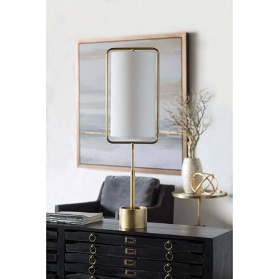 Regina Andrew Geo Rectangle Table Lamp - Natural Brass
