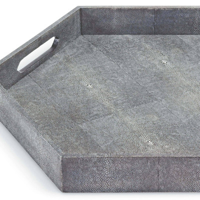 Regina Andrew Shagreen Hex Tray - Charcoal