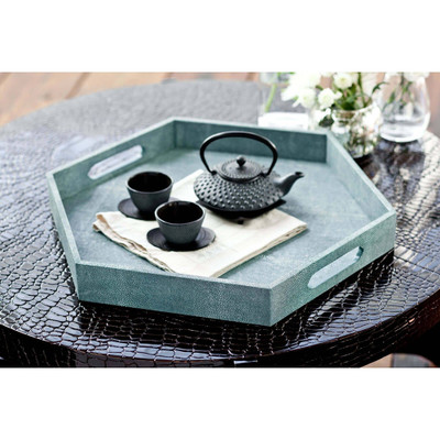 Regina Andrew Shagreen Hex Tray - Turquoise