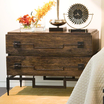 2 Drawer Wide Chest - Dark Brushed Mango