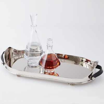 Drinks Tray w/Leather Handles