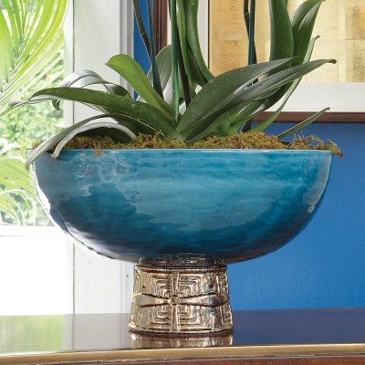 Maze Compote - Cobalt/Antique Gold