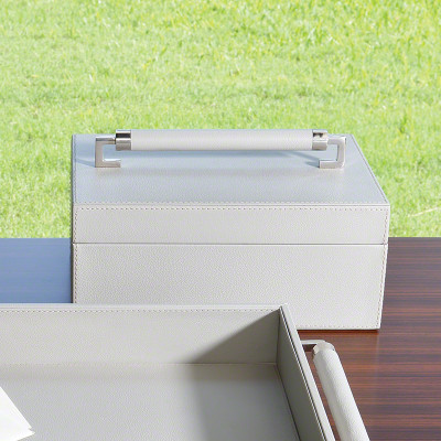 Wrapped Leather Handle Box - Grey