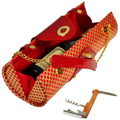 Wine Carrier & Purse - Gold/Red image 2