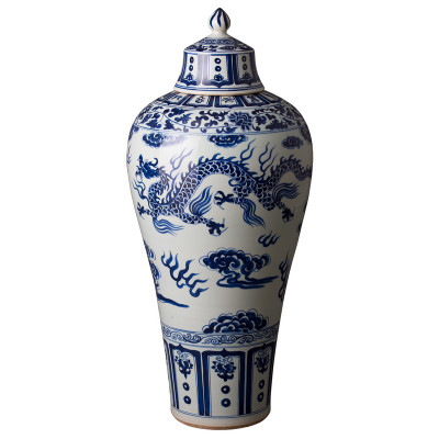 Lidded Meiping - Blue/White - Large