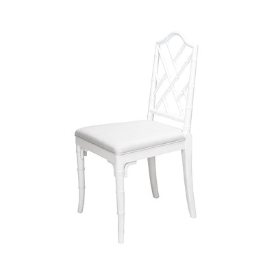 Worlds Away Fairfield Chair - White Lacquer/Linen Cushion