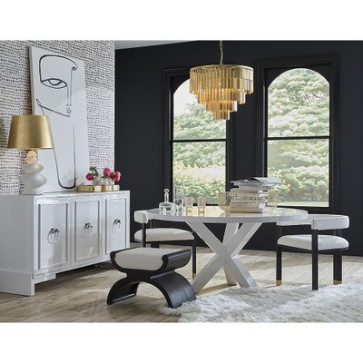 Worlds Away Judechair - Wood/White Linen