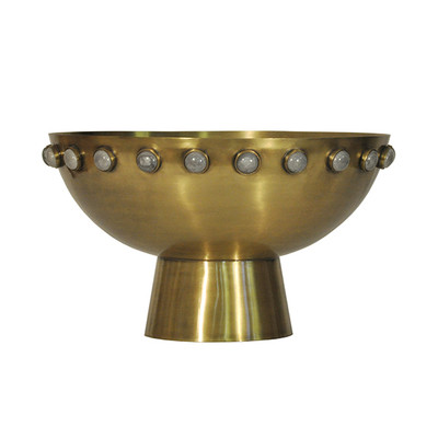 Worlds Away Harvey Bowl - Antique Brass/Stone