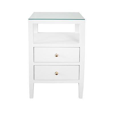 Worlds Away Roscoe Side Table - Coated White Linen