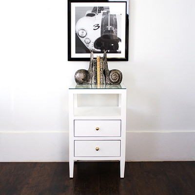 Worlds Away Roscoe Side Table - Coated White Linen