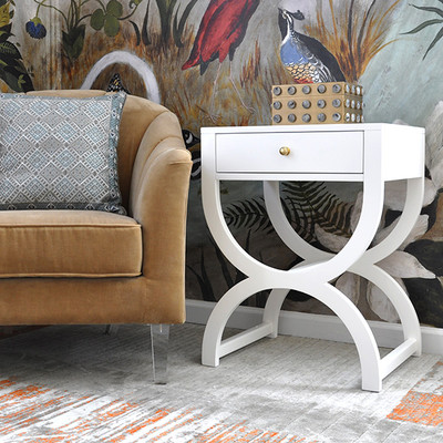 Worlds Away Alexis Side Table - White Lacquer