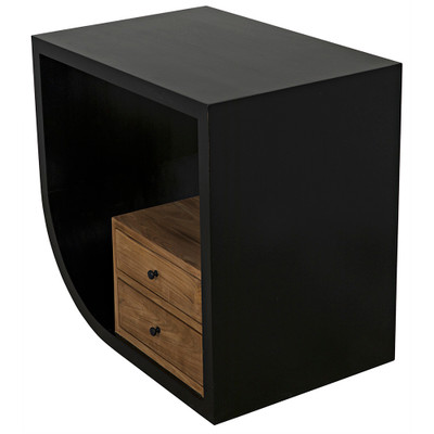 Noir Burton Side Table - Left - Hand Rubbed Black And Teak