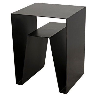 Noir Quintin Side Table - Black Steel