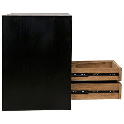 Noir Burton Side Table - Right - Hand Rubbed Black And Teak