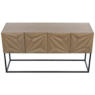 Noir Zurich Console - Bleached Walnut With Steel