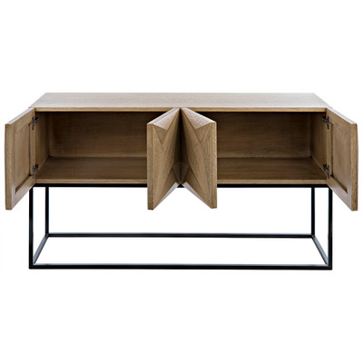 Noir Zurich Console - Bleached Walnut With Steel