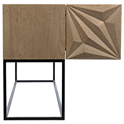 Noir Zurich Console - Bleached Walnut With Steel