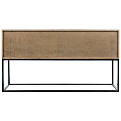 Noir Zurich Console - Bleached Walnut With Steel