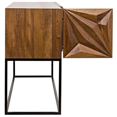 Noir Zurich Console - Dark Walnut With Steel