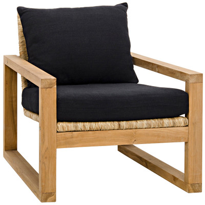 Noir Martin Chair - Teak Frame - Woven Seat - Black Woven Fabric