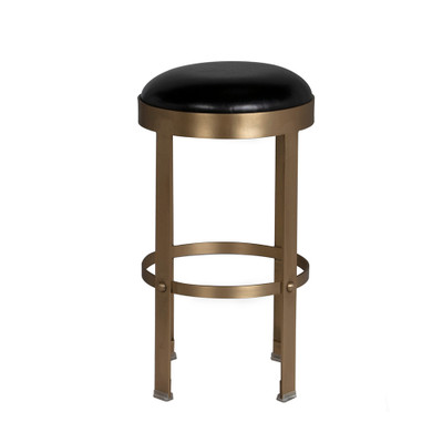Noir Prince Counter Stool With Leather - Brass Finish