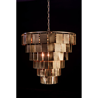 Noir Shield Chandelier - Metal With Brass Finish