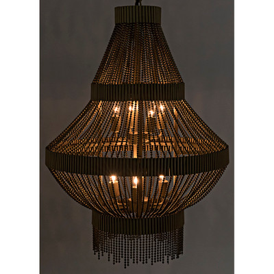 Noir Domo Chandelier - Steel And Metal Beads With Brass Finish