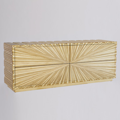 Global Views Linenfold Cabinet - Brass