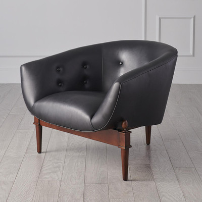 Global Views Mimi Chair - Black Marbled Leather