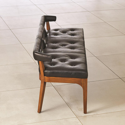 Global Views Moderno Bench - Black Marble Leather