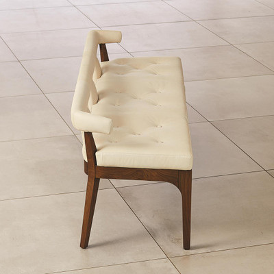 Global Views Moderno Bench - Ivory Marble Leather