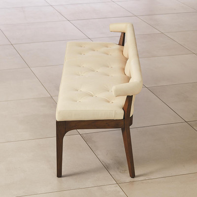 Global Views Moderno Bench - Ivory Marble Leather