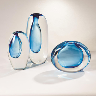 Global Views Off Set Round Vase - Light Blue