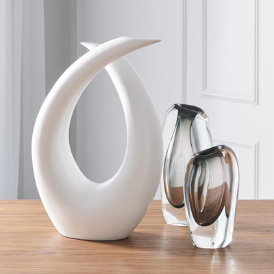 Global Views Off Set Vase - Grey - Lg