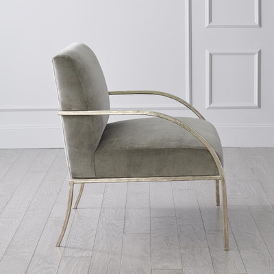 Global Views Swoop Chair - Grey Velvet - Nickel