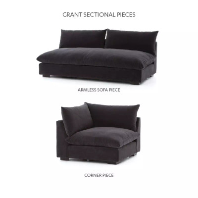 Four Hands BYO: Grant Sectional - Armless Piece - Henry Charcoal