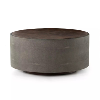 Four Hands Crosby Round Coffee Table - Charcoal Shagreen